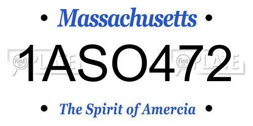 1ASO472 Massachusetts License Plate