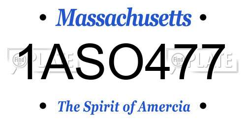 1ASO477 Massachusetts License Plate
