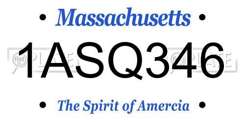 1ASQ346 Massachusetts License Plate