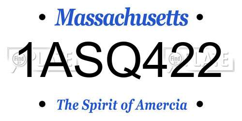 1ASQ422 Massachusetts License Plate