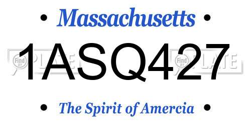 1ASQ427 Massachusetts License Plate