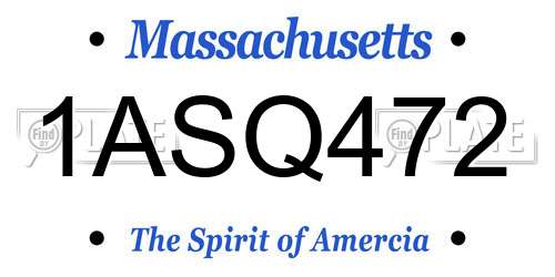 1ASQ472 Massachusetts License Plate