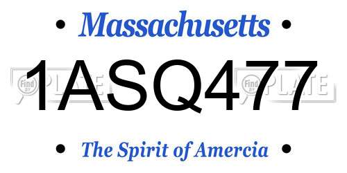 1ASQ477 Massachusetts License Plate