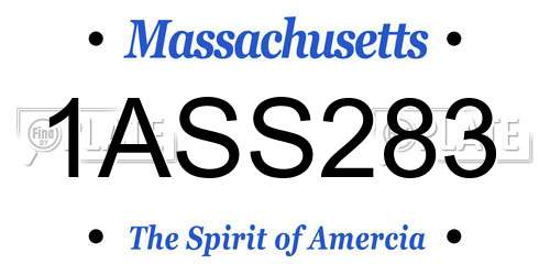 1ASS283 Massachusetts License Plate