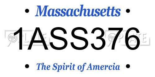 1ASS376 Massachusetts License Plate