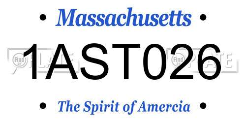 1AST026 Massachusetts License Plate