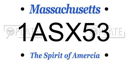 1ASX53 Massachusetts License Plate