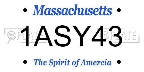 1ASY43 Massachusetts License Plate