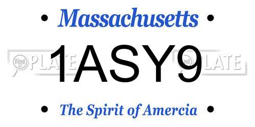 1ASY9 Massachusetts License Plate
