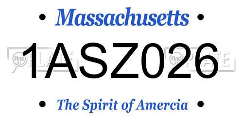 1ASZ026 Massachusetts License Plate