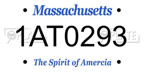 1AT0293 Massachusetts License Plate