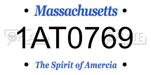1AT0769 Massachusetts License Plate