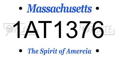 1AT1376 Massachusetts License Plate