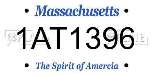 1AT1396 Massachusetts License Plate