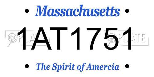 1AT1751 Massachusetts License Plate