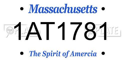 1AT1781 Massachusetts License Plate
