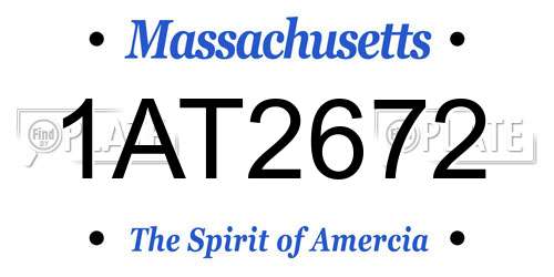 1AT2672 Massachusetts License Plate