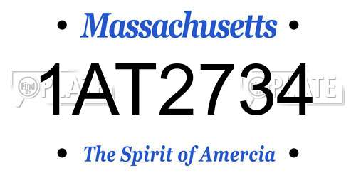 1AT2734 Massachusetts License Plate