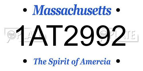 1AT2992 Massachusetts License Plate