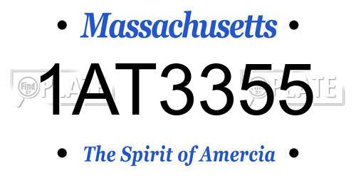 1AT3355 Massachusetts License Plate