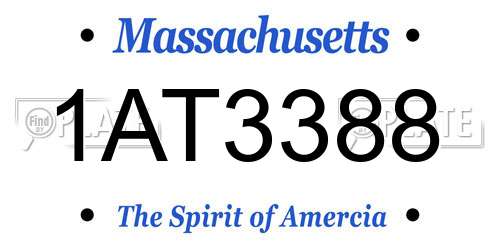 1AT3388 Massachusetts License Plate