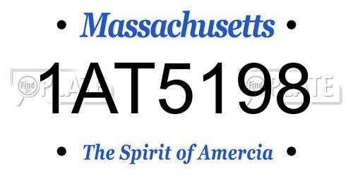 1AT5198 Massachusetts License Plate