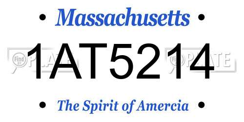 1AT5214 Massachusetts License Plate