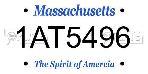 1AT5496 Massachusetts License Plate