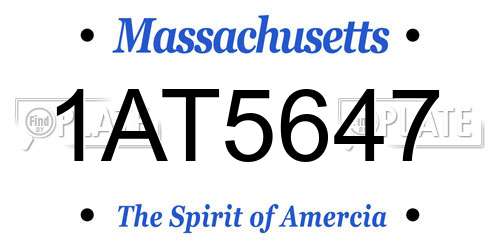 1AT5647 Massachusetts License Plate