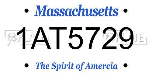1AT5729 Massachusetts License Plate