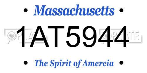 1AT5944 Massachusetts License Plate