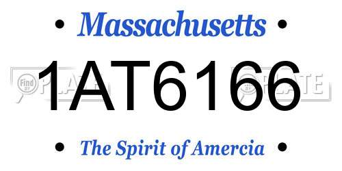 1AT6166 Massachusetts License Plate