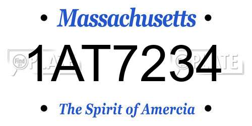 1AT7234 Massachusetts License Plate
