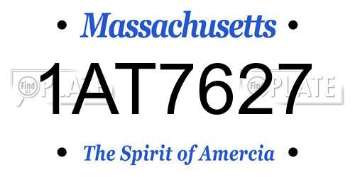 1AT7627 Massachusetts License Plate