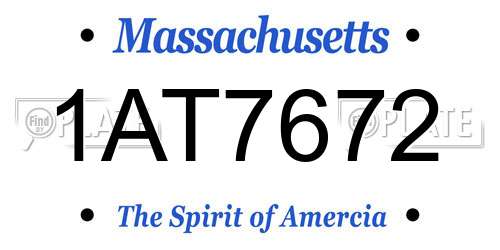 1AT7672 Massachusetts License Plate