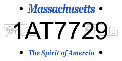 1AT7729 Massachusetts License Plate