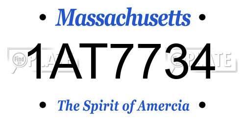 1AT7734 Massachusetts License Plate