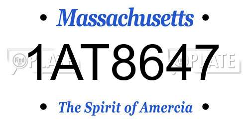 1AT8647 Massachusetts License Plate