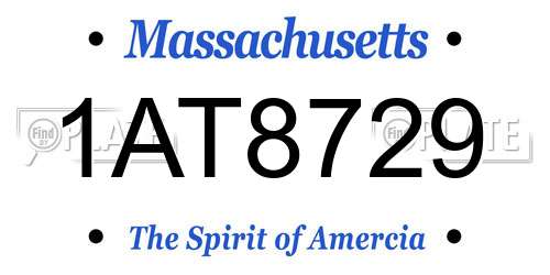 1AT8729 Massachusetts License Plate