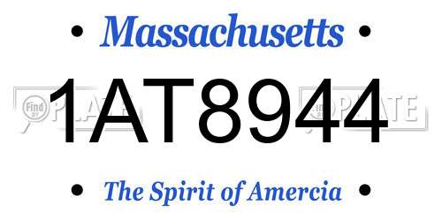 1AT8944 Massachusetts License Plate