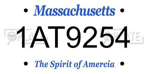 1AT9254 Massachusetts License Plate