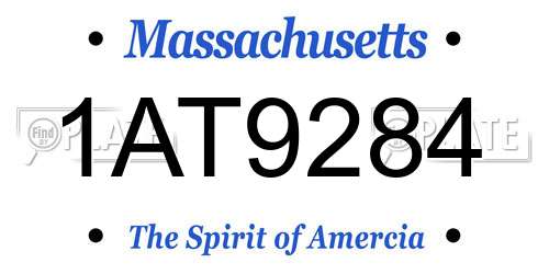 1AT9284 Massachusetts License Plate