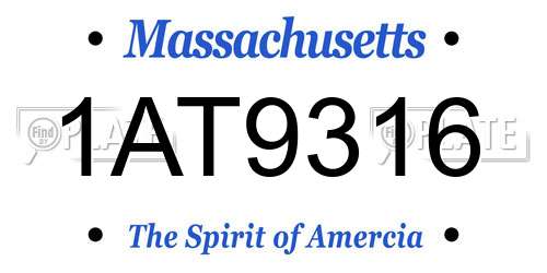 1AT9316 Massachusetts License Plate