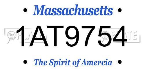 1AT9754 Massachusetts License Plate