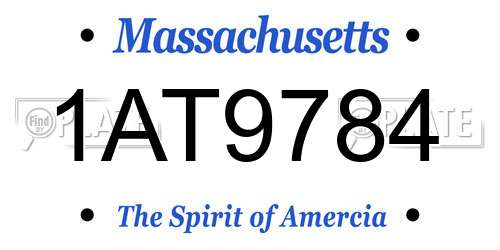 1AT9784 Massachusetts License Plate
