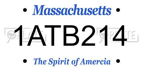 1ATB214 Massachusetts License Plate