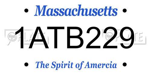 1ATB229 Massachusetts License Plate