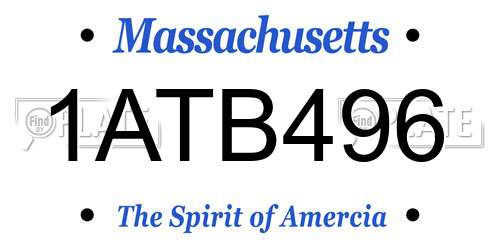 1ATB496 Massachusetts License Plate
