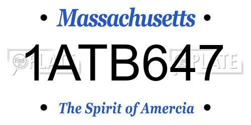 1ATB647 Massachusetts License Plate