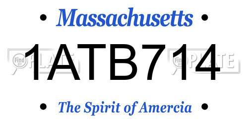 1ATB714 Massachusetts License Plate